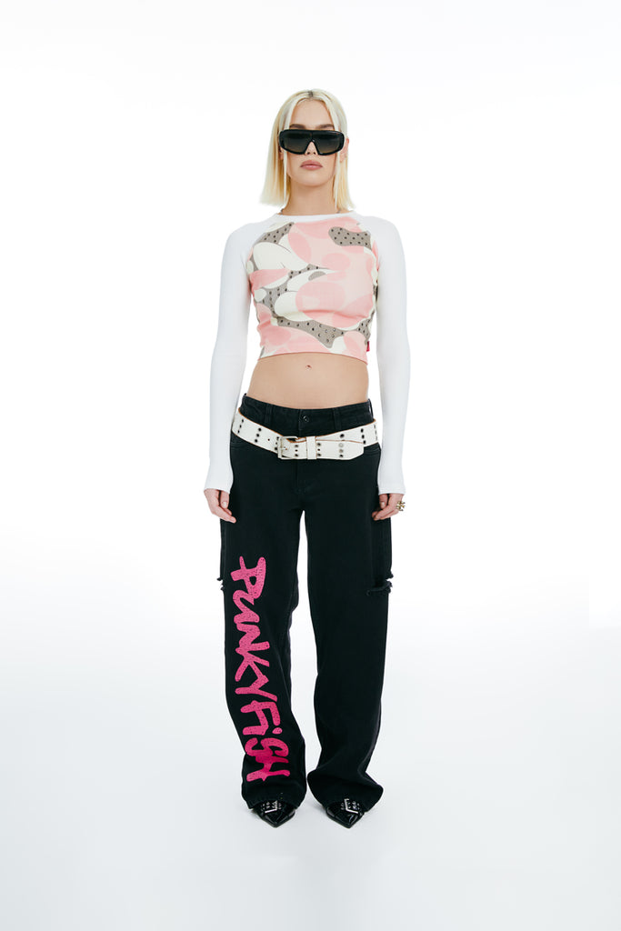 Punkyfish Punky Baggy Jeans with pink logo