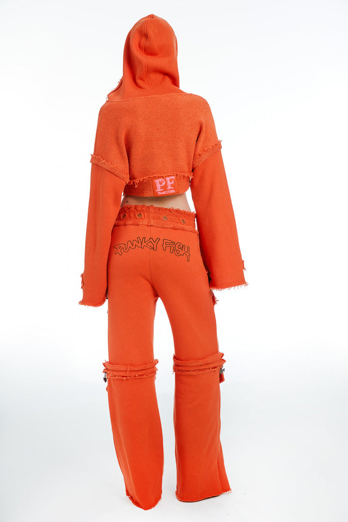 Cropped Sweatshirt With Hood Orange All Products Punkyfish