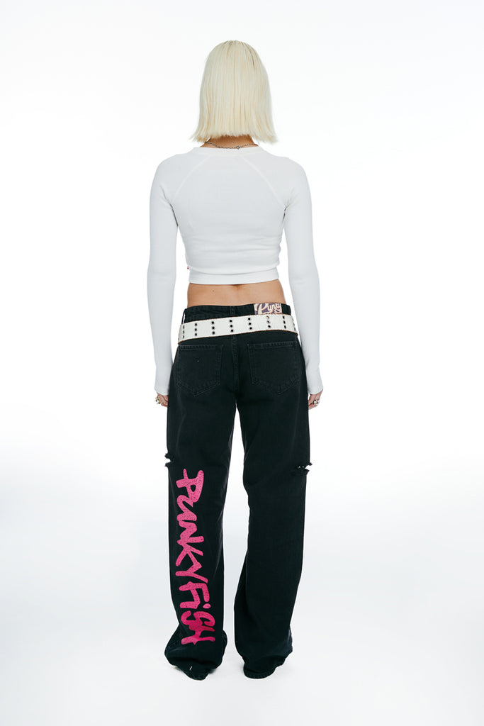 Punkyfish Punky Baggy Jeans with pink logo