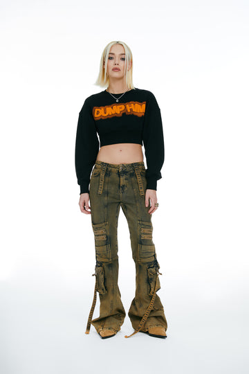 Punkyfish Cropped Sweatshirt Black Dump Him