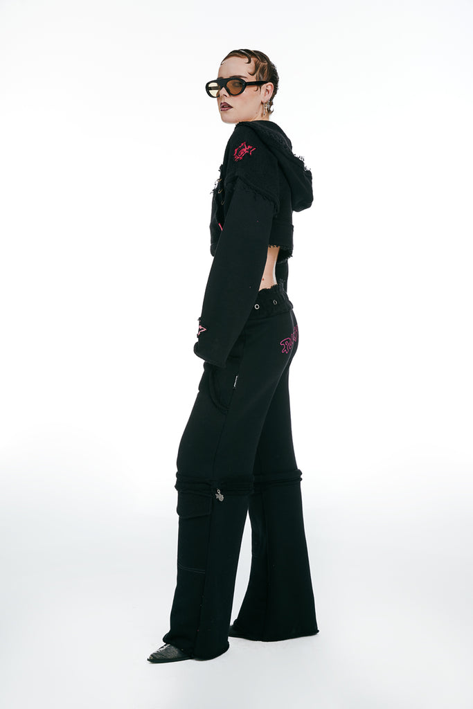 Punkyfish Cropped Sweatshirt With Hood Black