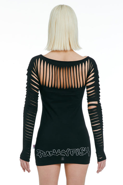 Punkyfish Black Slinky Extreme Cut Out Dress Punkyfish Black Slinky Extreme Cut Out Dress