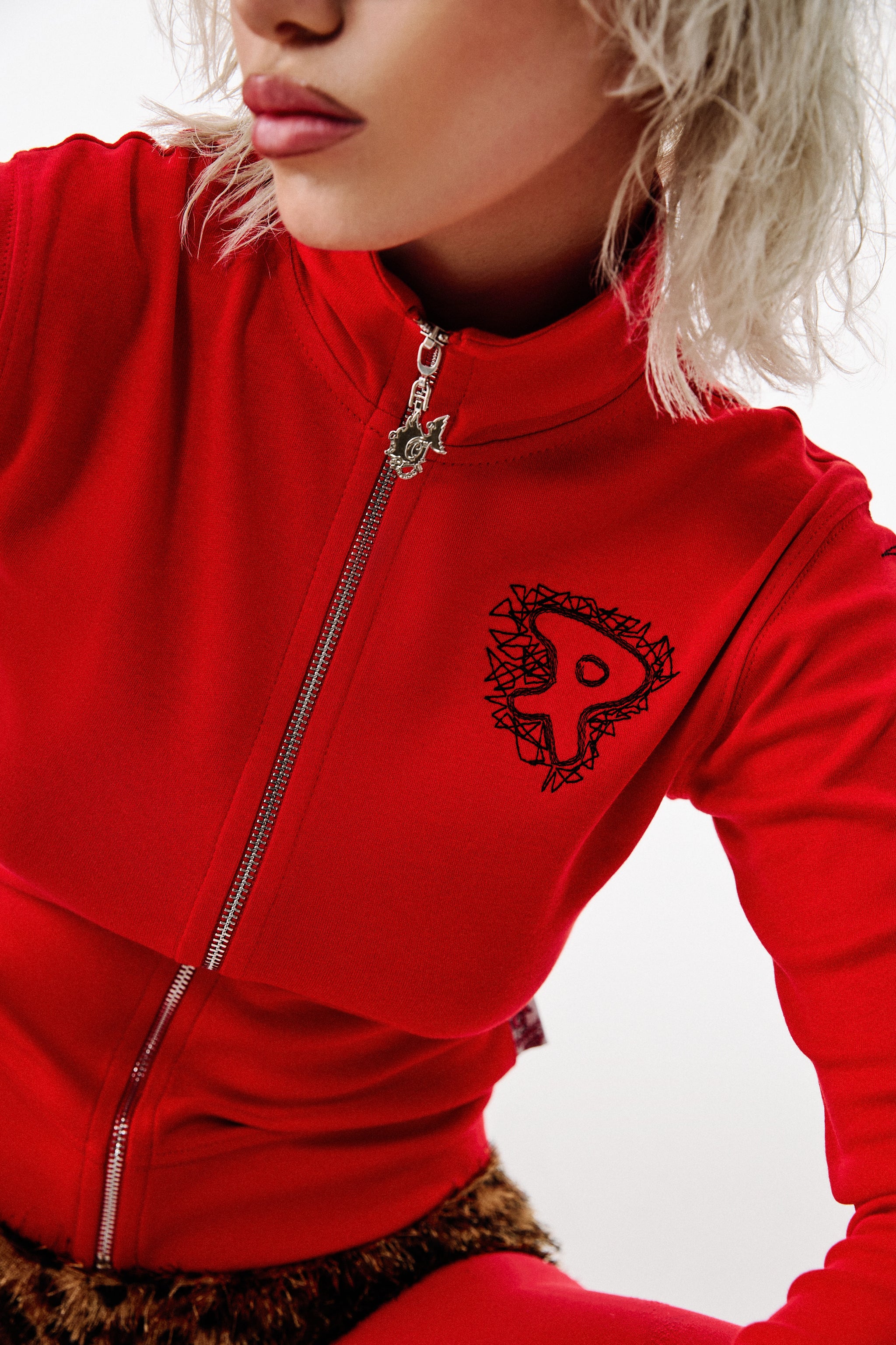 Punkyfish Red Anthem Zip-up Sweatshirt